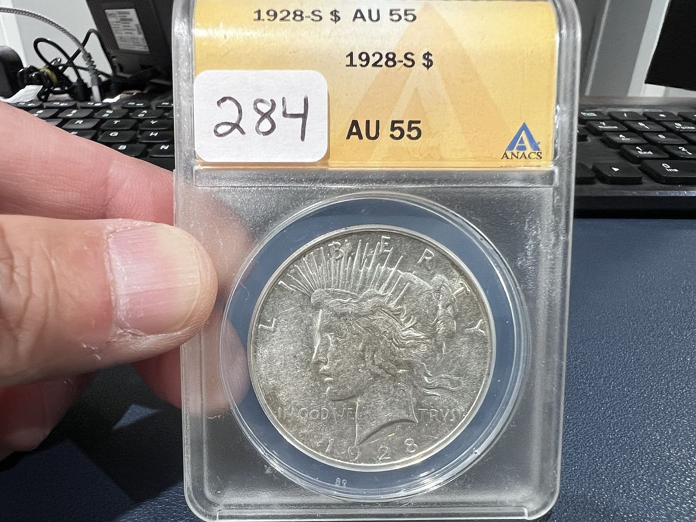1928-S $1 Peace Silver Dollar Anacs AU 55 (XNP)