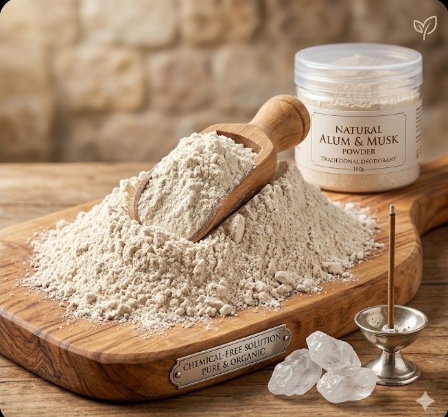 200g Natural Alum & Musk Powder - Crystal Deodorant - Pure & Organic/شبة ومسك