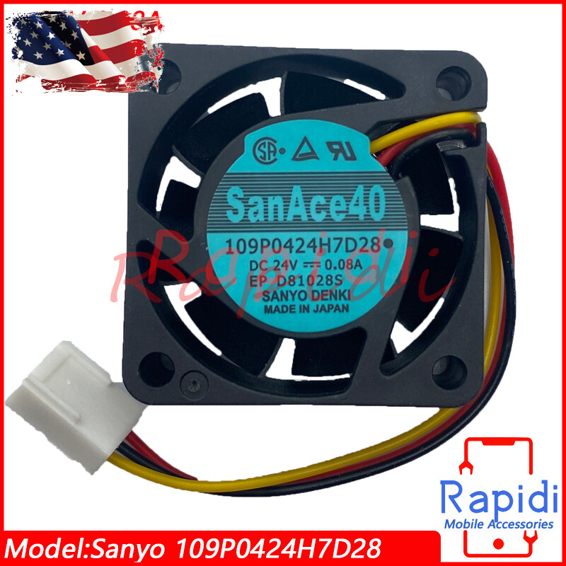 For Sanyo SanAce40 109P0424H7D28 24V 0.08A 40*40*15mm Inverter Cooling Fan 3 Pin