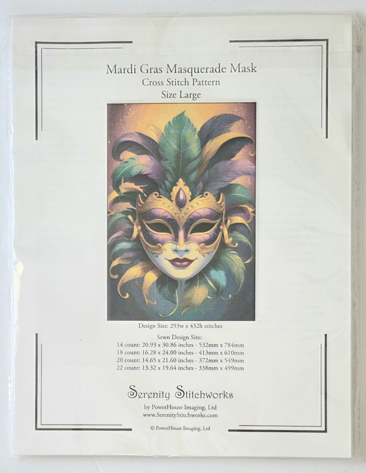 SERENITY STITCHWORKS MARDI GRAS MASQUERADE MADE COUNTED CROSS STITCH PATTERN NEW