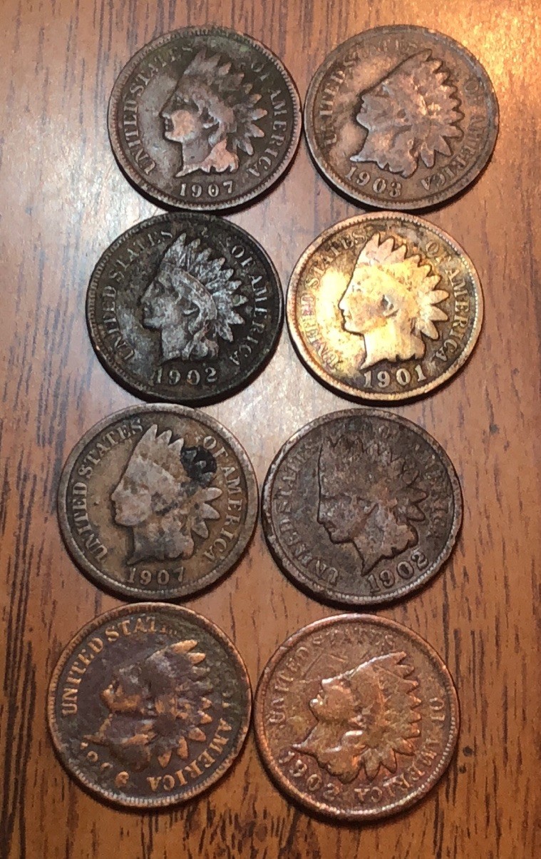 Indian Head 1907X2,1903,1902X3,1901,1906, Your Get (8) These Exact Coins N236