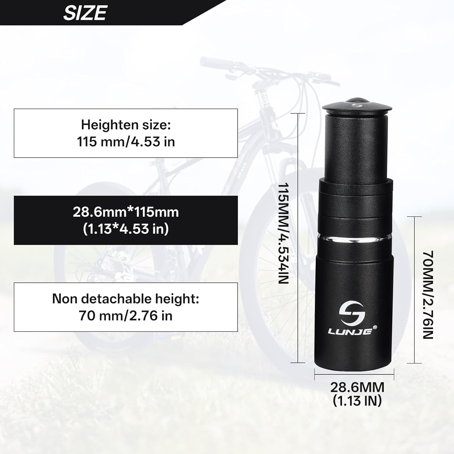 Bike Stem Riser Extender - 1-1/8" 28.6Mm Fork Bicycle Stem Riser, 6 Sizes (90/11