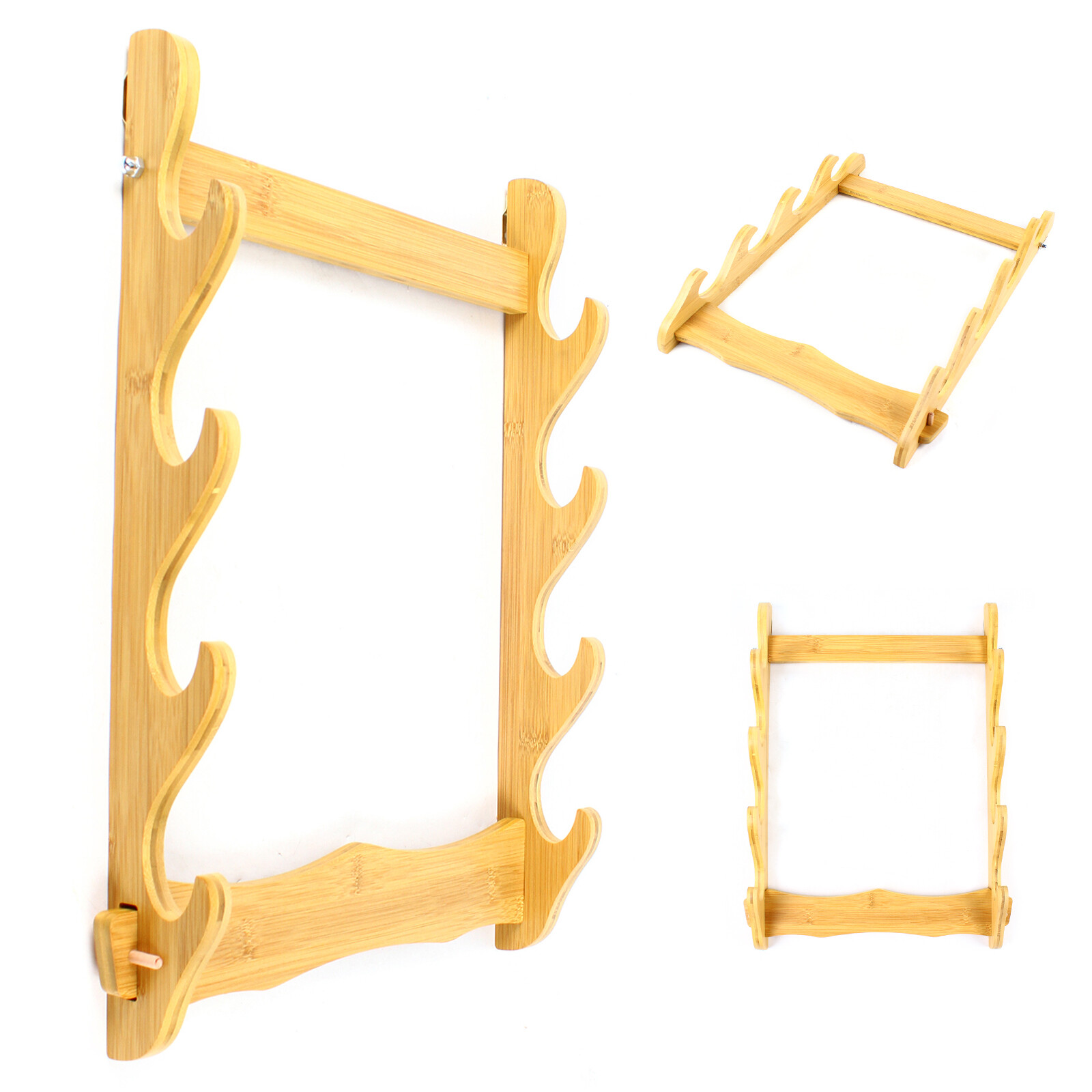 4-Tier Wall Mounted Samurai Sword Holder Katana Stand Flute Display Stand Rack