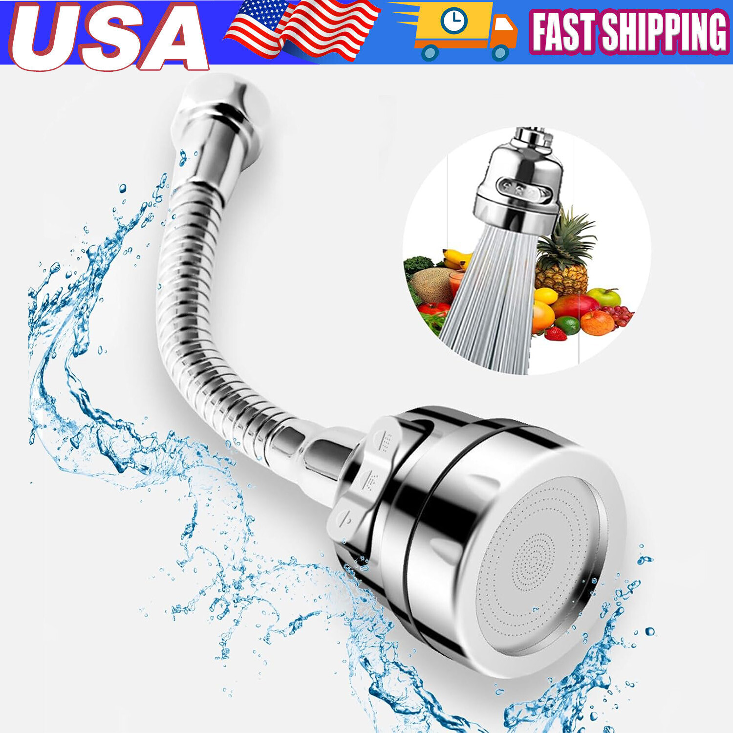 360 Degree Rotating Faucet Movable Kitchen Tap Head Water Saving Nozzle Sprayer