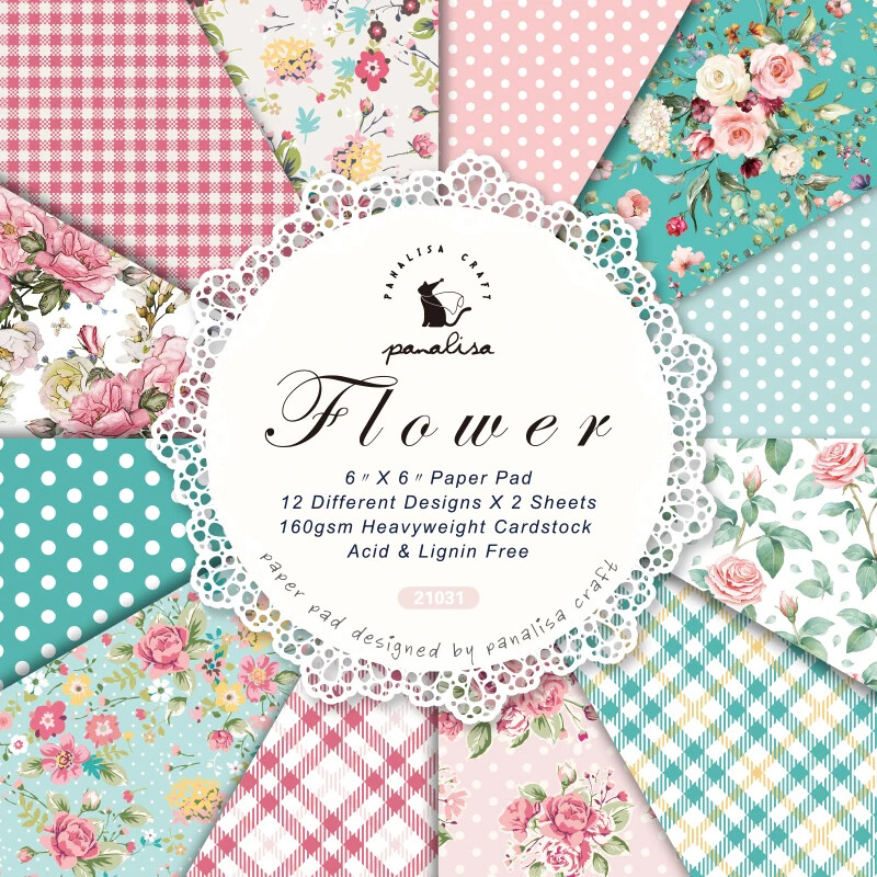 Flower Colorful Plaid Polka Dots Scrapbooking Card Journal Craft Cardstock Paper