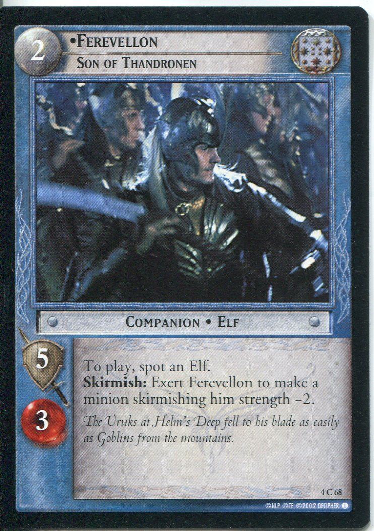 Lord Of The Rings CCG Card TTT 4.C68 Ferevellon, Son Of Thandronen