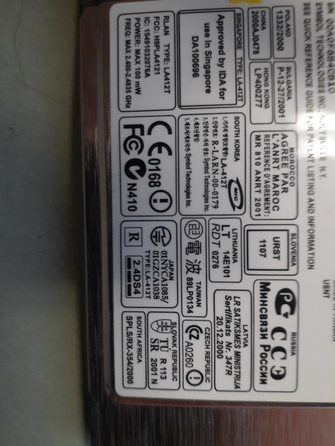 Wireless Radio PC Card for Symbol  LA-4121-110T-WW
