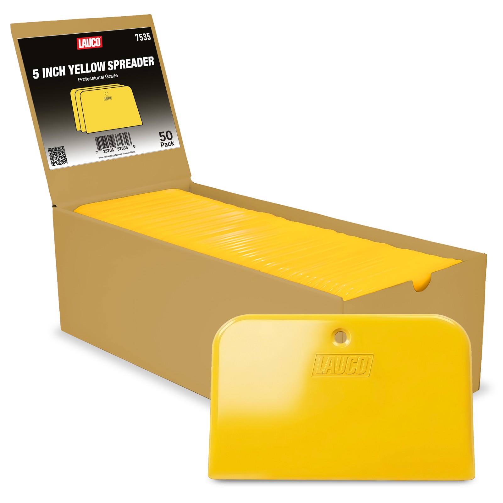 LAUCO Auto Body Filler Yellow Spreaders (Pack of 50) - Size 5" Reusable Plastic