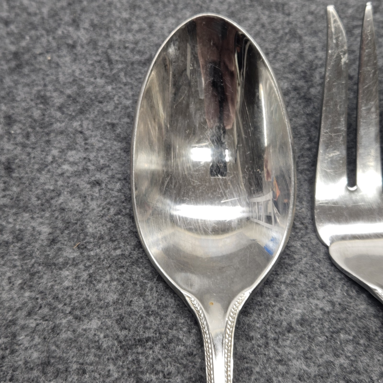 Gorham Braid Serving Hostess Set Spoon Slotted Fork Stainless Flatware Lot (3)