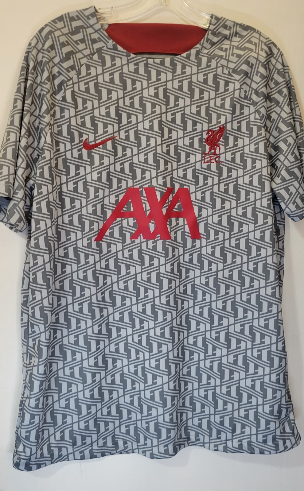 Nike Gray Liverpool 2023 Men's XL White Pre-Match Performance Soccer Top Jersey