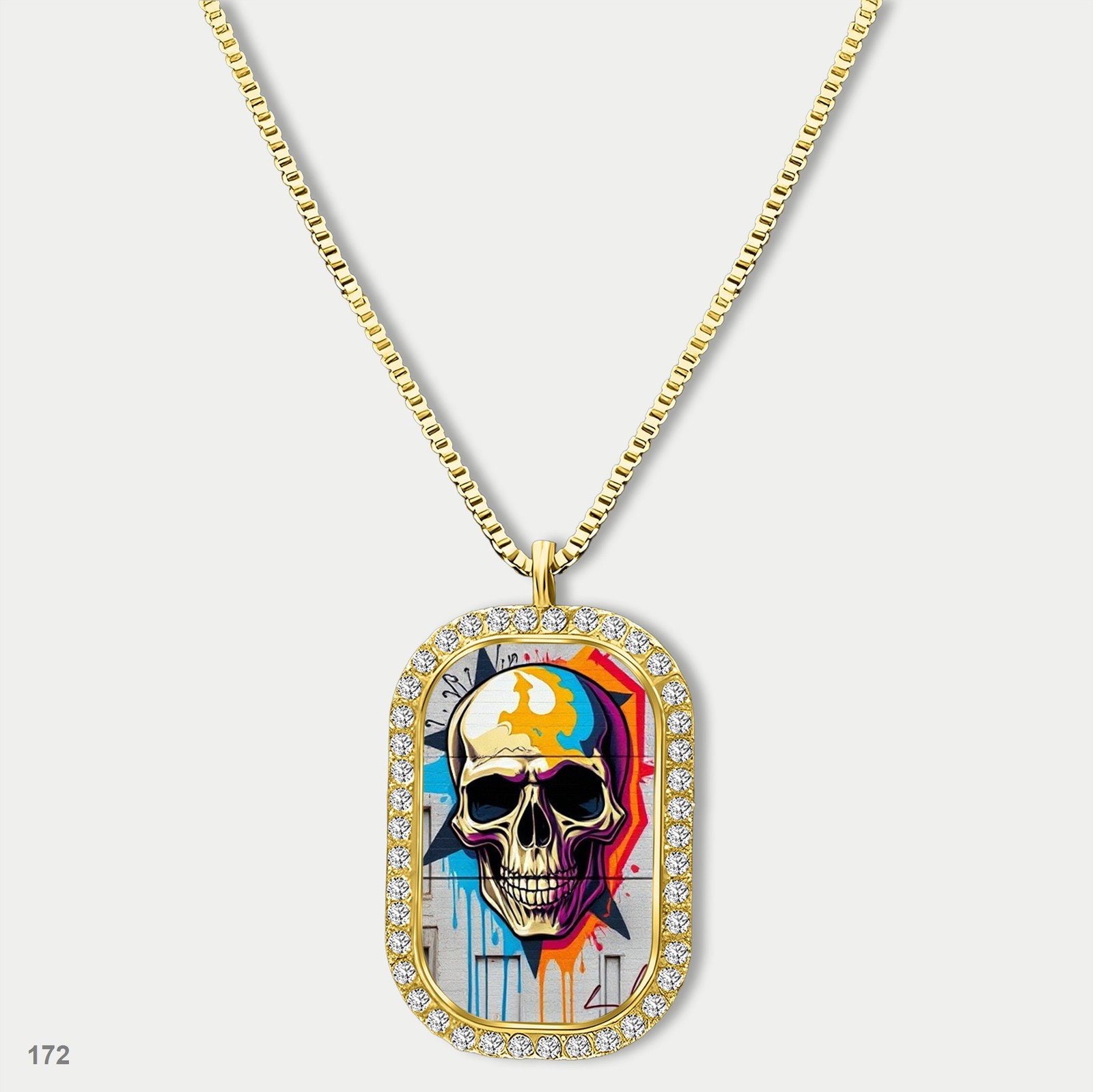 Amazing Skeleton Graffiti Skull Fashion Pendant Necklace Chain Photo Dog Tag Cha