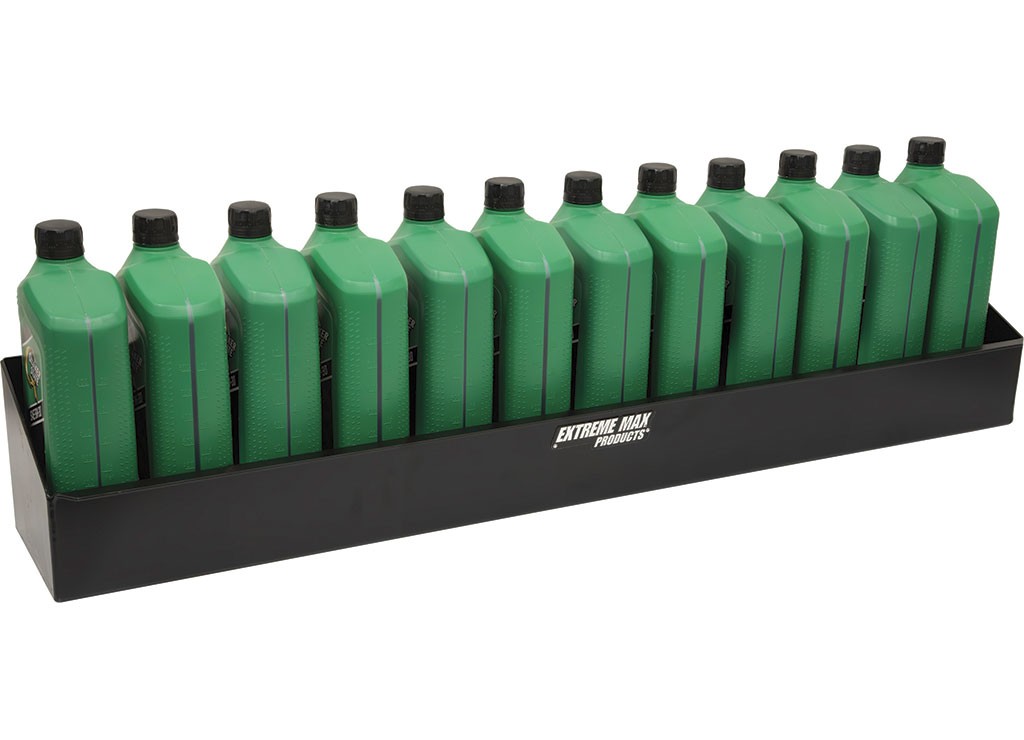 Extreme Max 5001.6472 Wall-Mount Aluminum 12-Quart Liquid Storage Shelf - Black