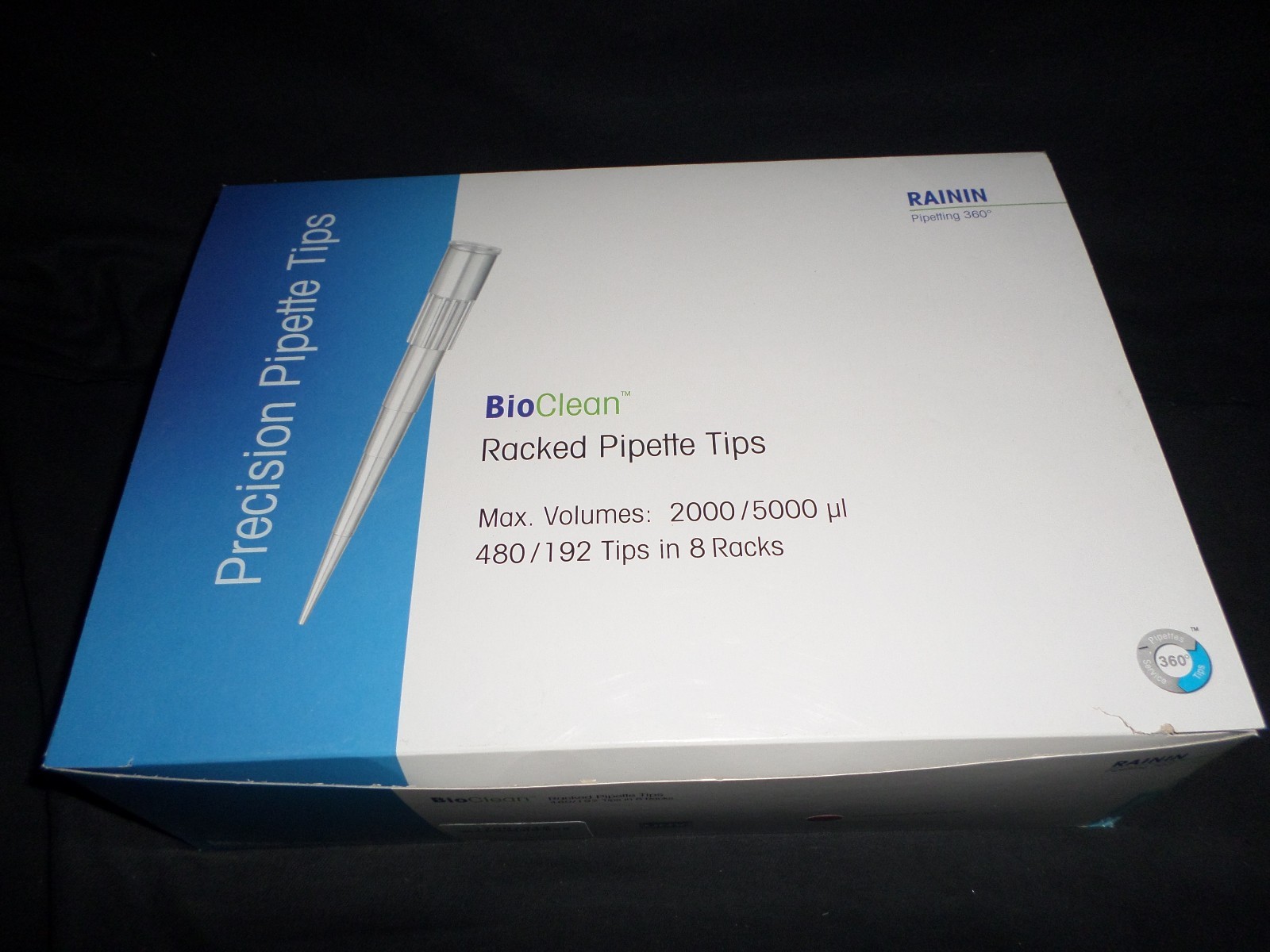 (8) racks Rainin Bioclean 2000µL/5000µL Racked Pipette (480/192) Tips, RT-5000S