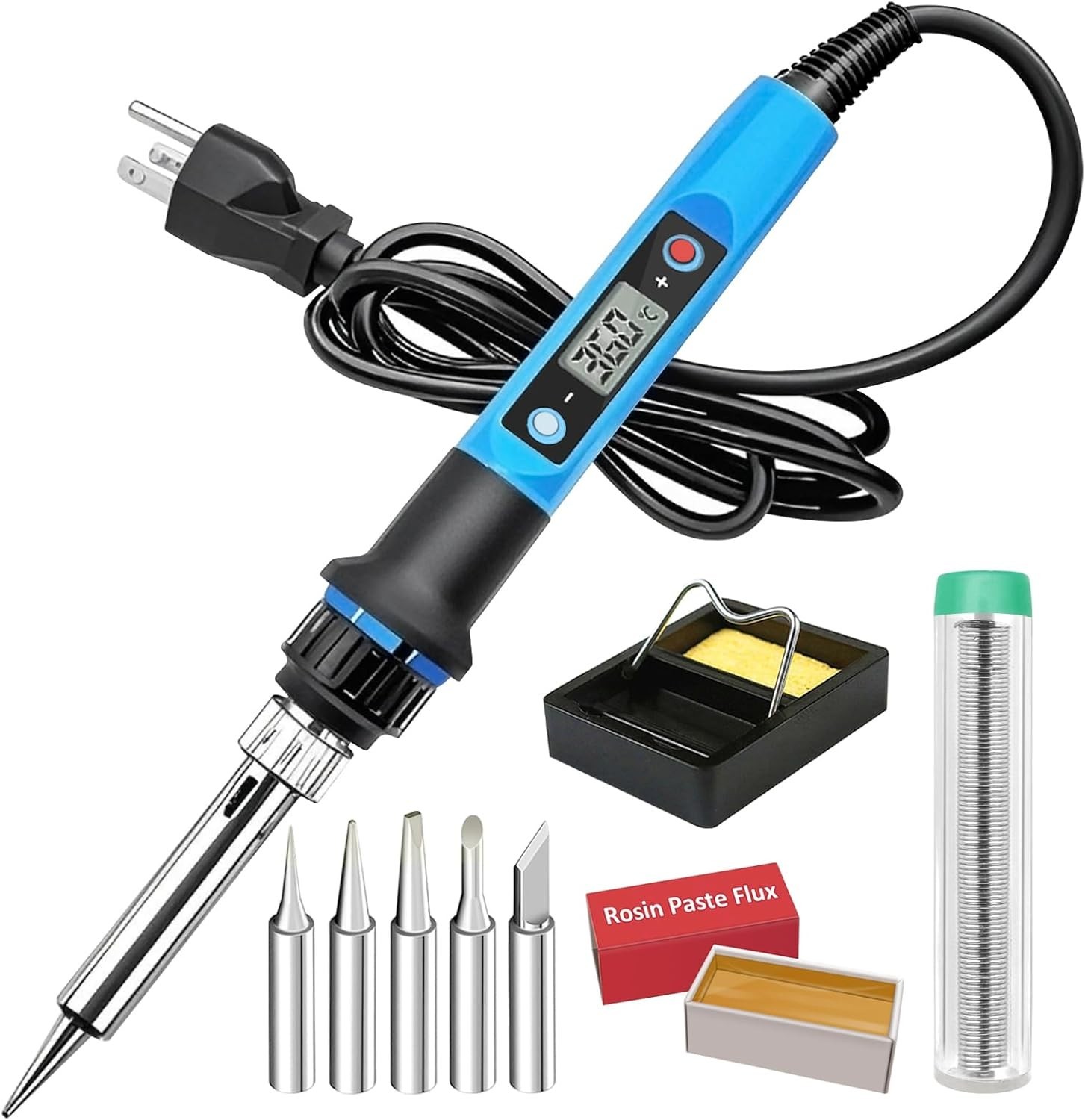 Cautin Para Soldar Estaño Electrico 110V Kit con Puntas Bomba de Desoldar 80W N