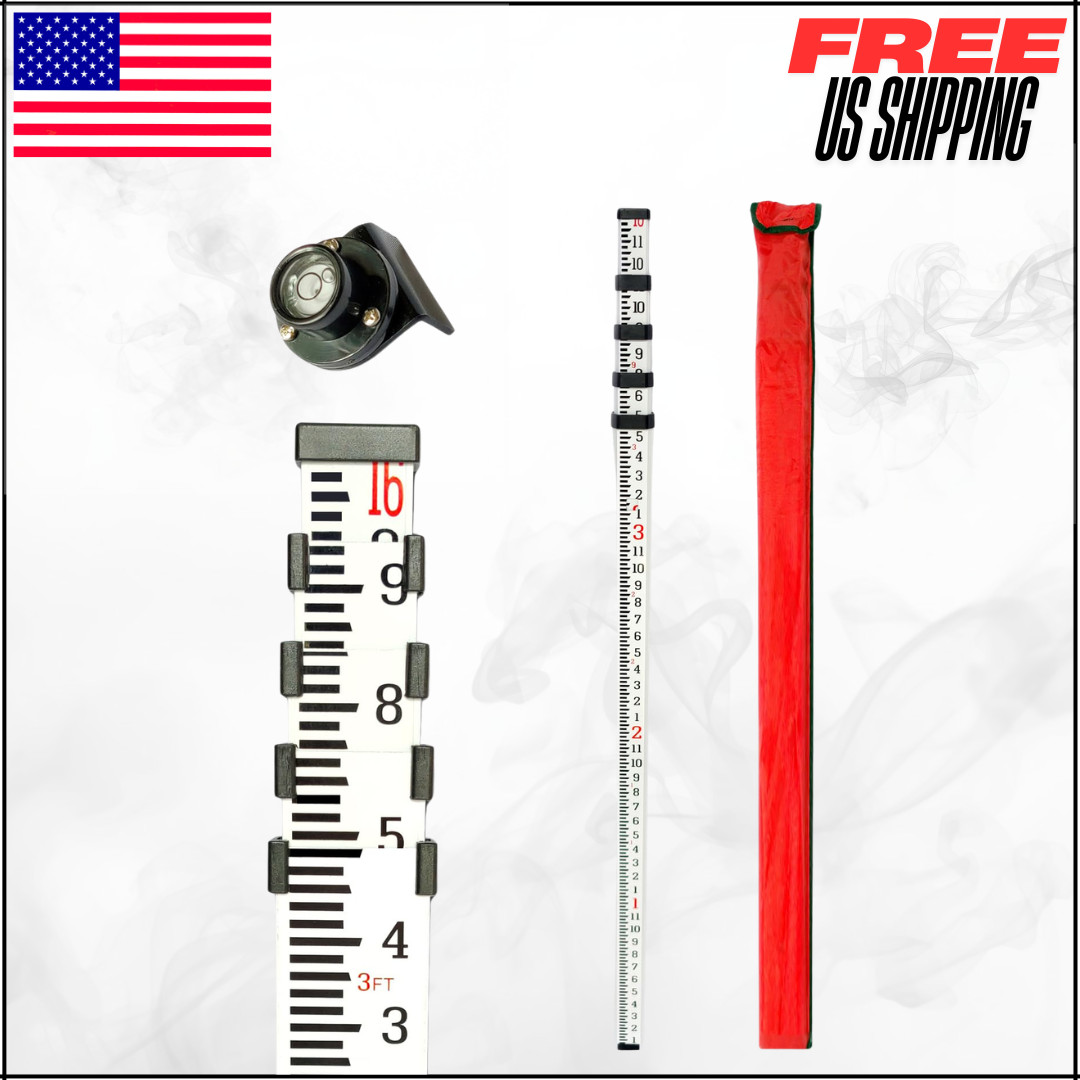 Aluminum Grade Rod 10ths Stick For Laser Level Survey Pole Bubble Level 16'