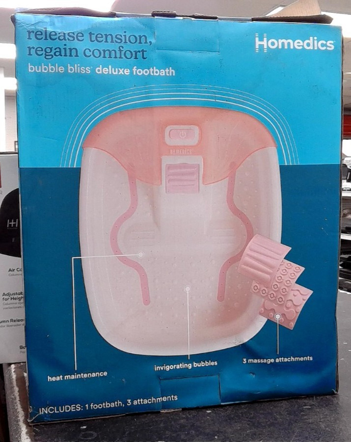 Homedics Bubble Bliss Deluxe Foot Spa, Pink Open Box