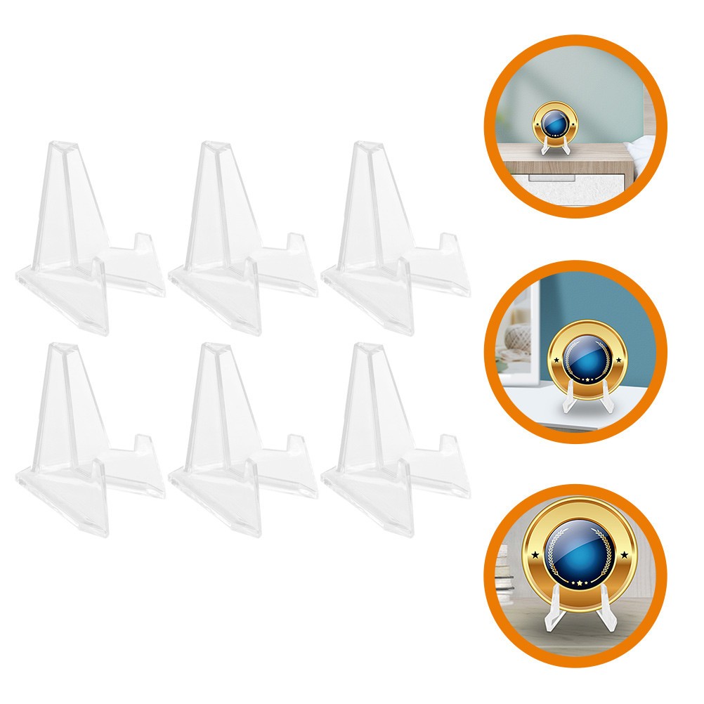 6 Pcs Transparent Storage Rack Badge Holder Clear Display Stands