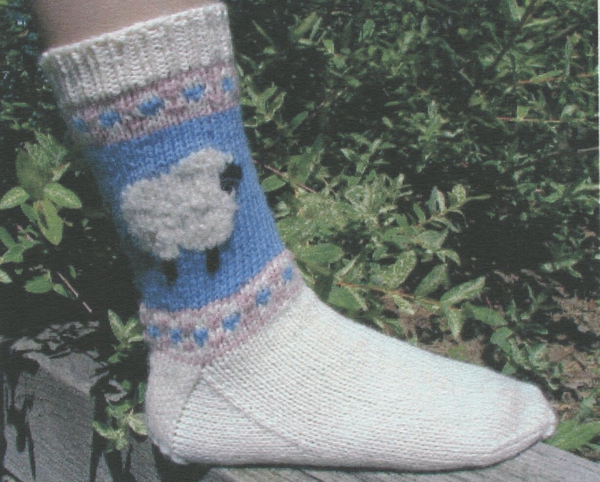 Lisa Knits Knitting Pattern SK-004 Sock of the Month April Sheep Socks Ladies Md