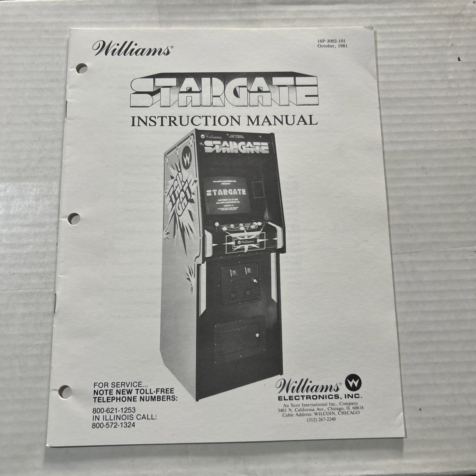 Original Factory Star Gate Williams arcade video game owners manual Stargate