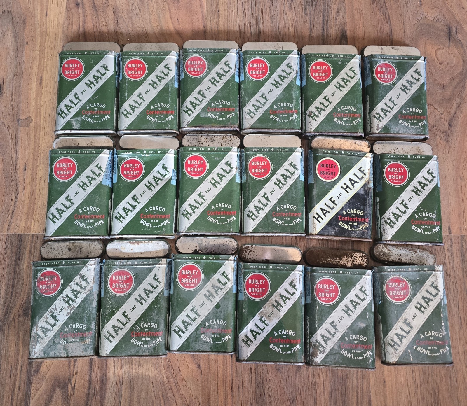 18  - Vintage Half and Half Tabacco Tins "Bright and Burley"