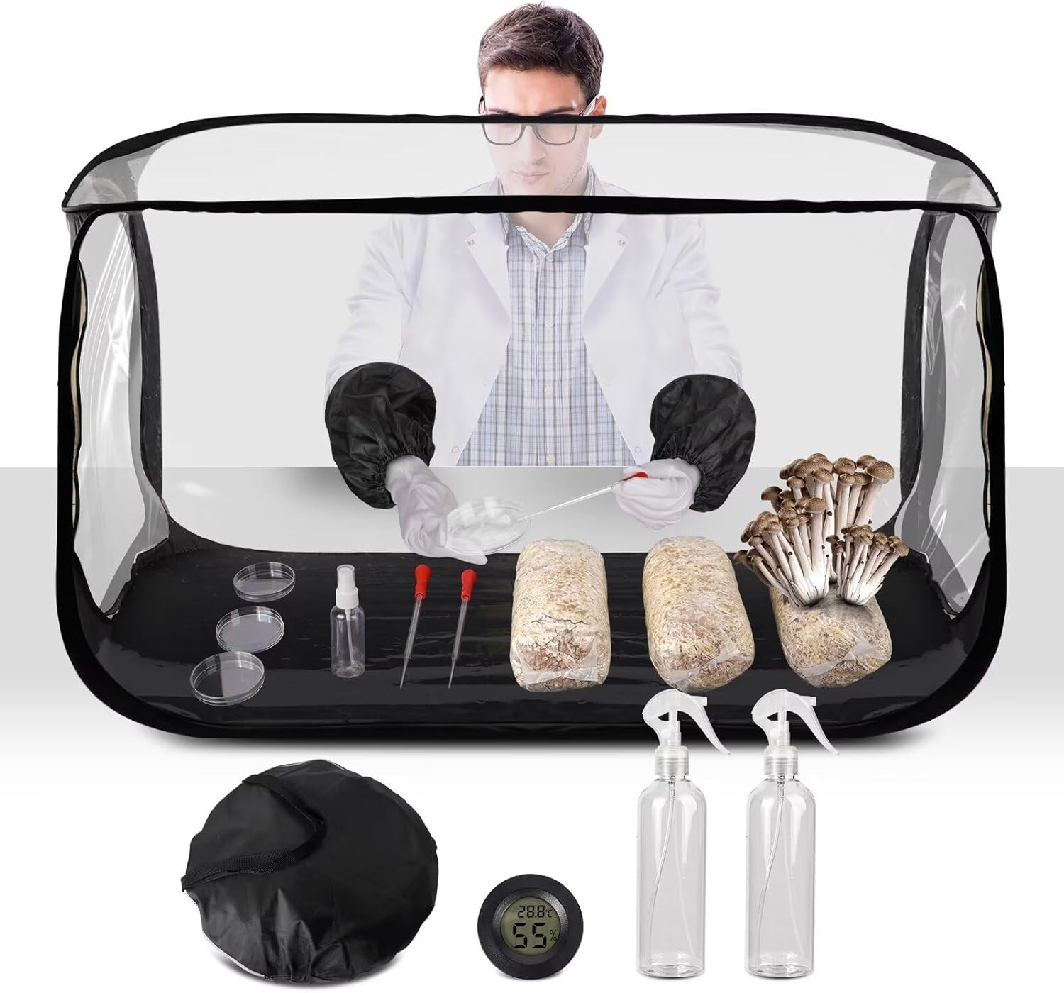 Large Still Air Box Mushroom Grow Tent - 38X20X25 Inch Clean Air Workstation, St