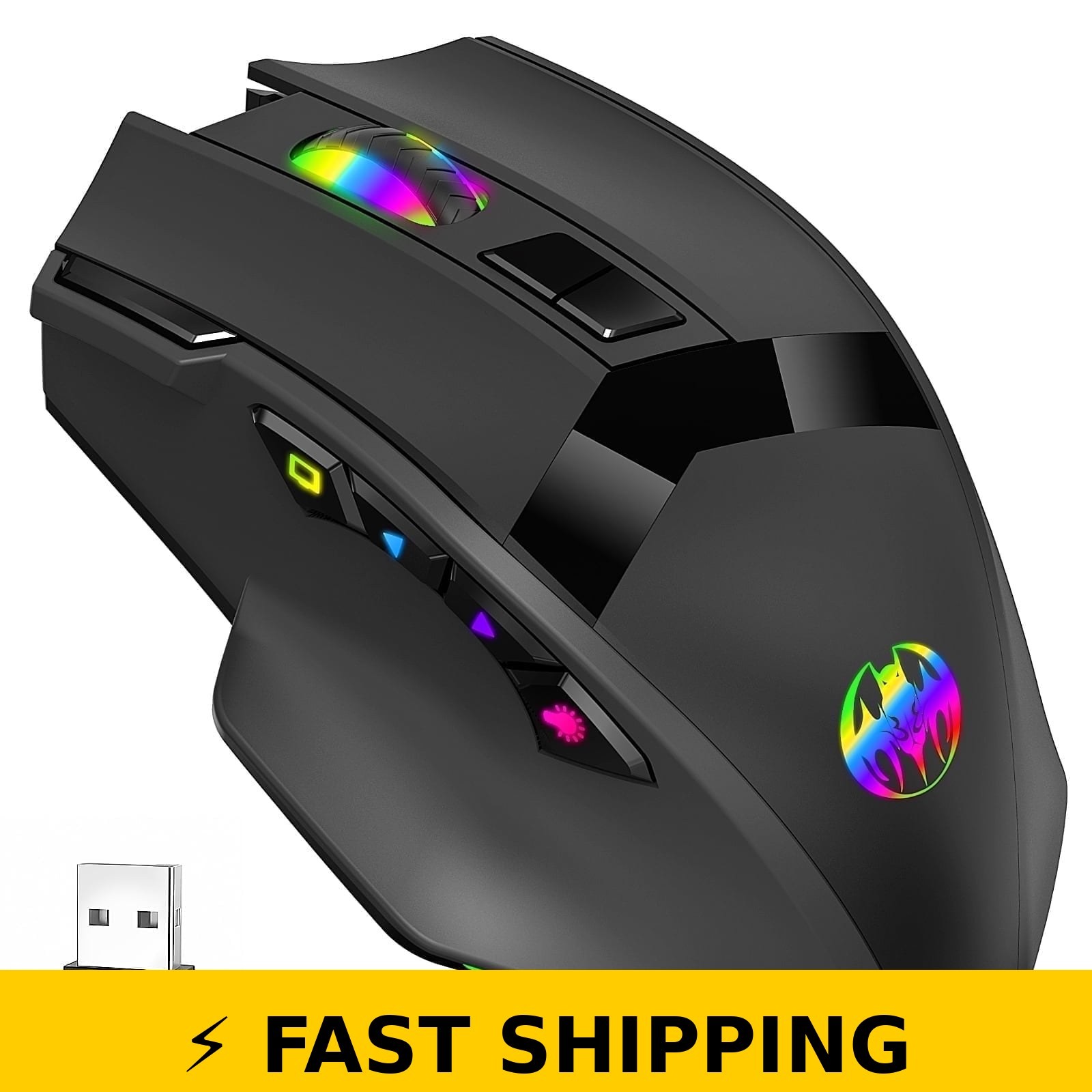Muzpu Wireless Gaming Mouse 16000 DPI Bluetooth 5.2 RGB Lightweight Black