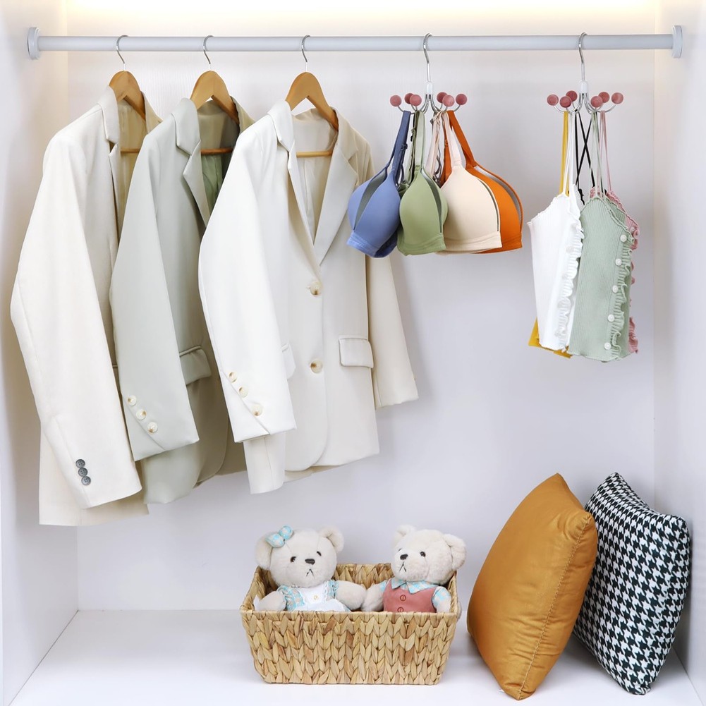 Hoodie Hangers 2-Pack with 6 Balls, 360°Swivel Purse Hanger, Scarf Hanger,1118