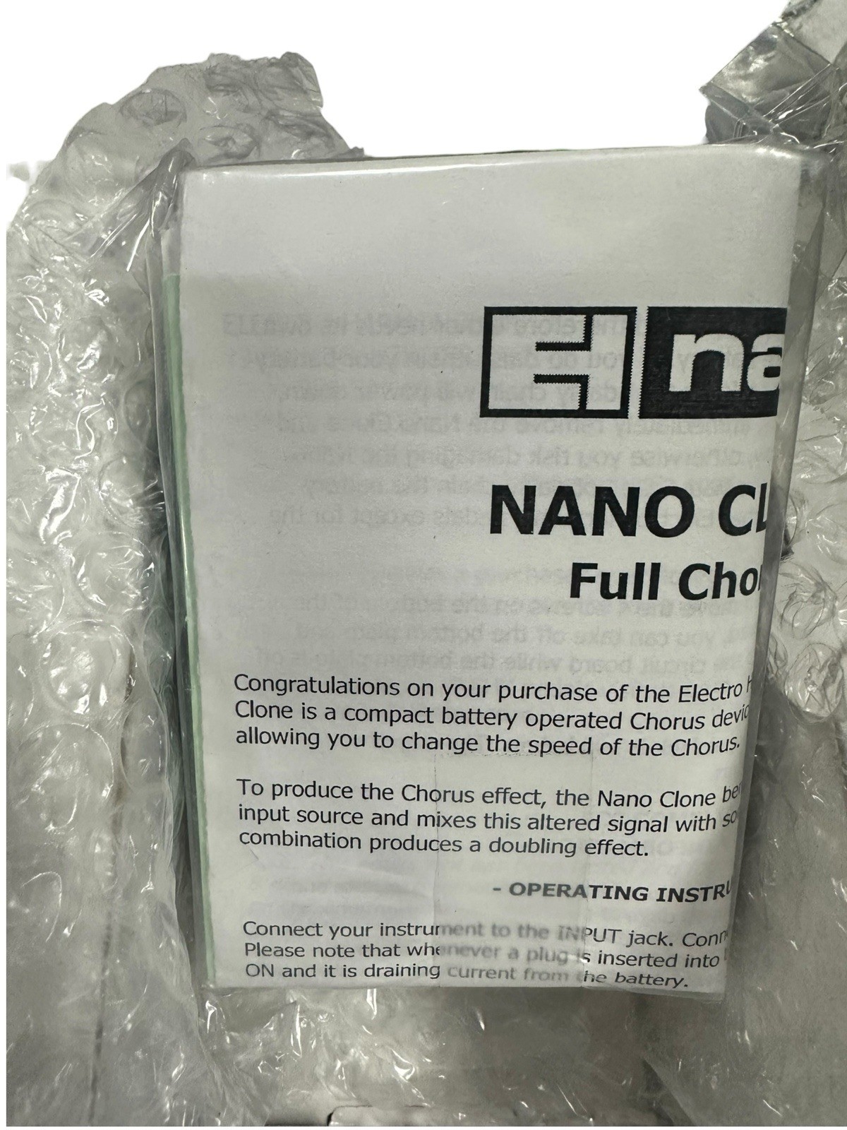 EHX Electro-Harmonix Nano Clone Analog Chorus Guitar Effect Pedal NEW