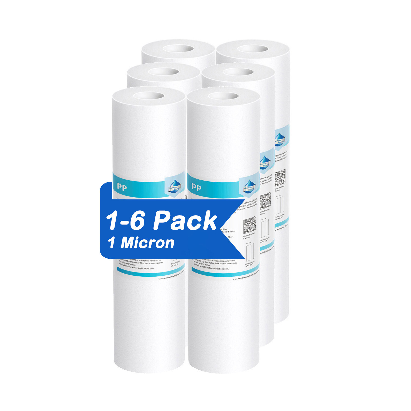 1-6 Pack 1 Micron 10x2.5" Sediment Water Filter Cartridges Replacement Household
