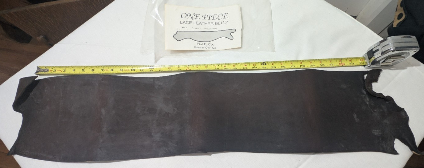 HJE Co Kansas City Cowhide Belly Leather 2-3mm Brown 33" x 8" Crafting