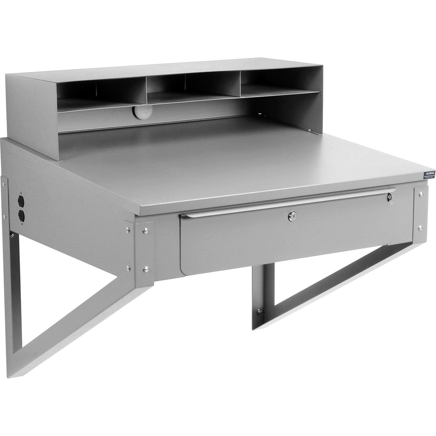 Global Industrial Wall Mount Shop Desk 34"W x 30"D - Gray