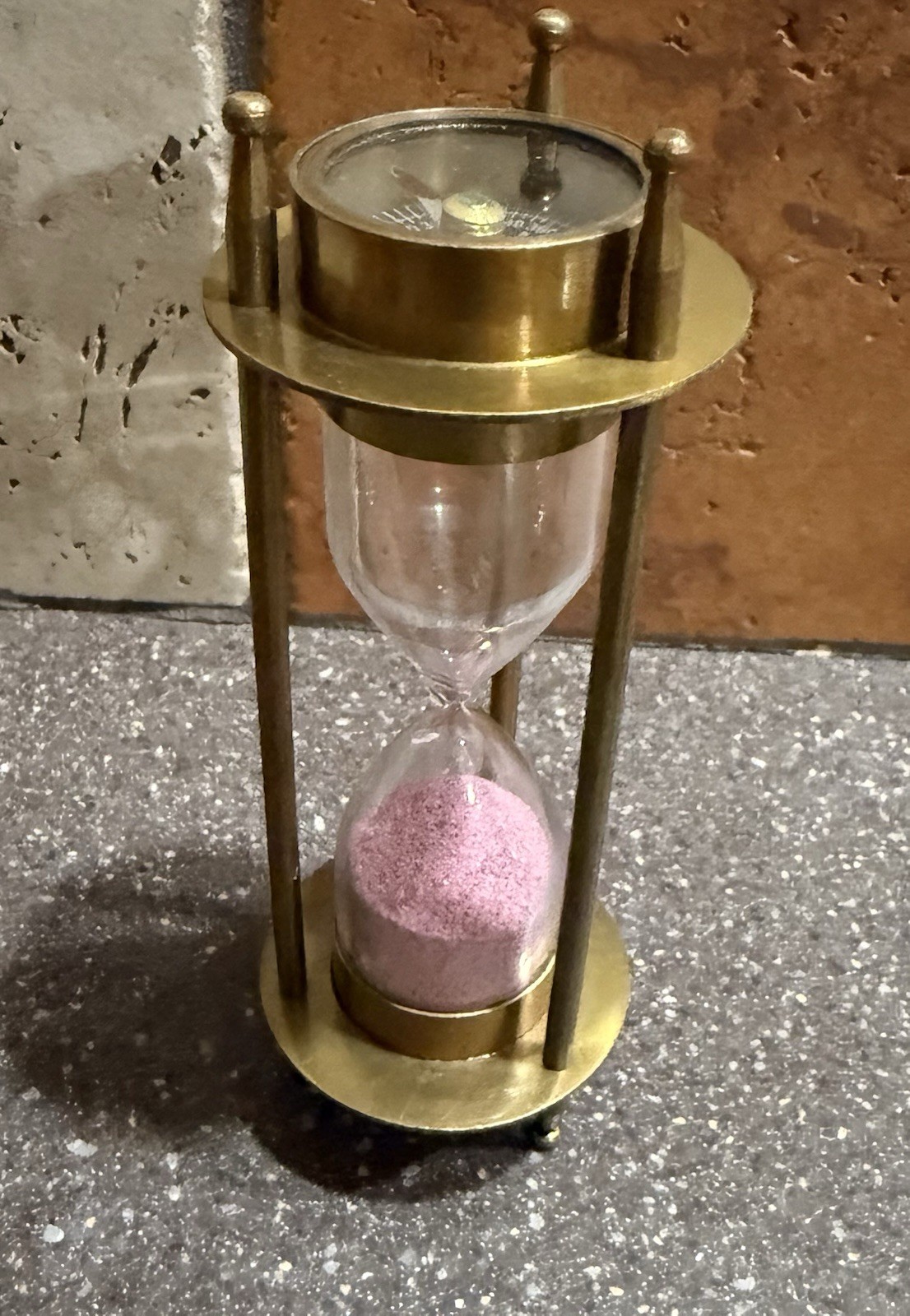 Vintage Nautical Hourglass with Compass - Brass Finish Sand Timer Decorative