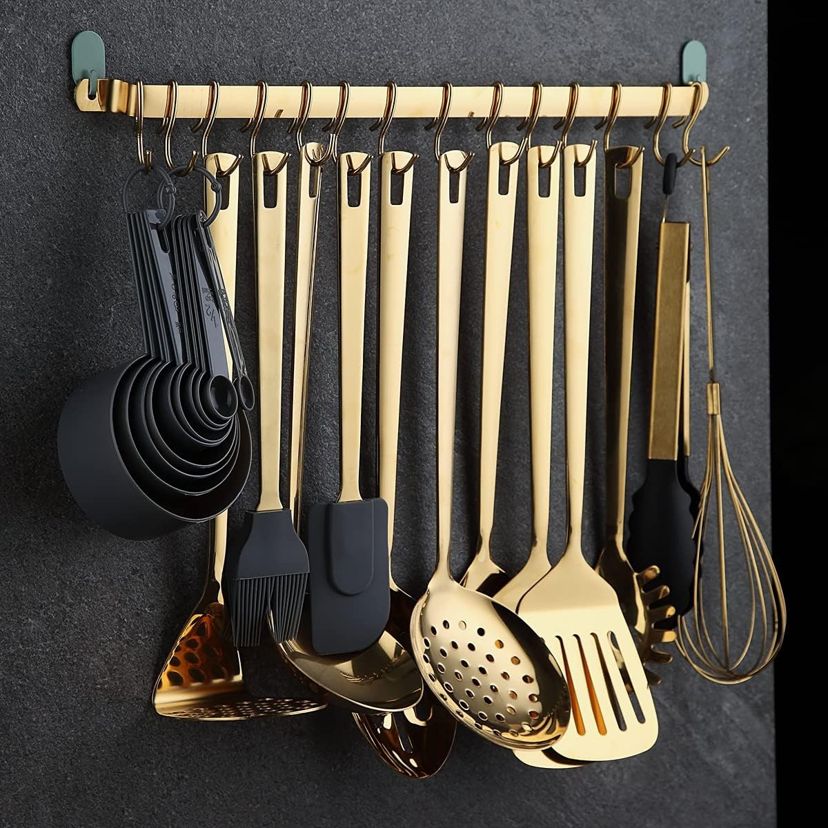 Kitchen Utensil Rack, Kitchen Rack With Gold Titanium Plating,Rail Rack