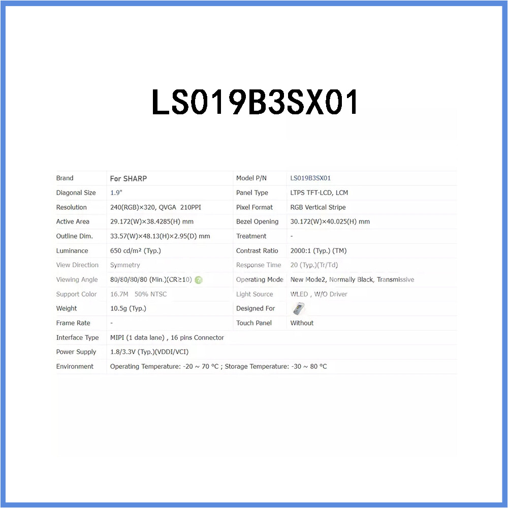 New boxed LS019B3SX01 LCD Display Screen Panel 1.9-Inch for Sharp
