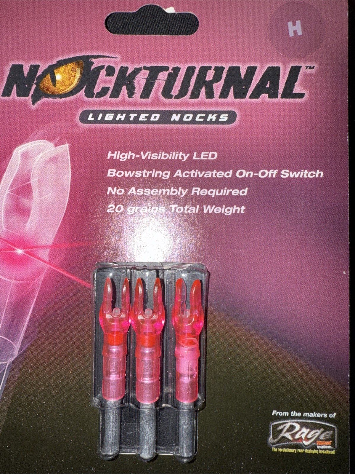 Rage Nockturnal-H Lighted Nocks 3pk PINK NT-412