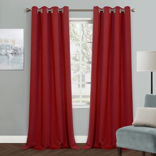 Curtains Bedroom Curtains 84 Inch Long Blackout 52"W x 84"L (Pack of 1) Red