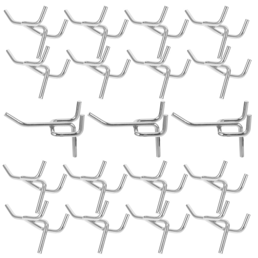 50Pcs Silver Pegboard Pegs Reusable Heavy Duty Hooks for Garage Tool Storage