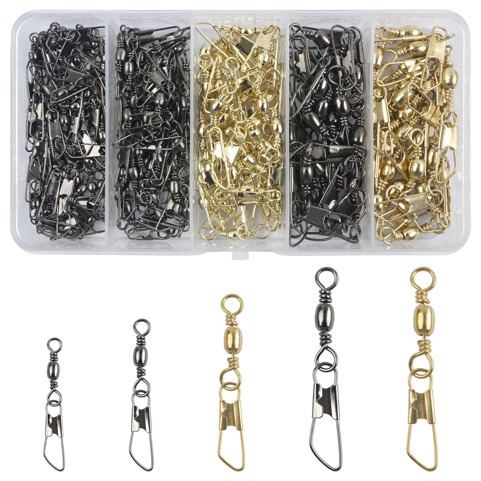 Fishing Barrel Swivel with Safety Snap,145/160pcs High Strength Fishing Snap ...