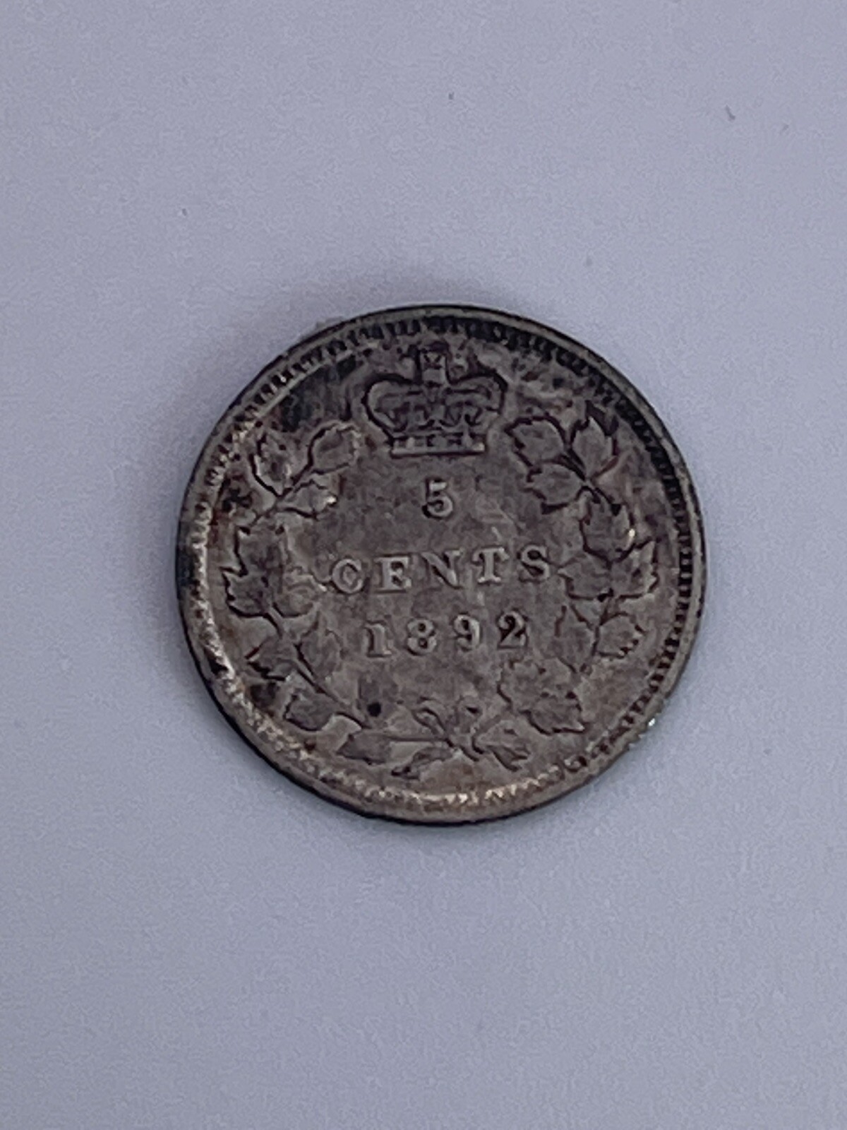 1892 Canada 5 Cents Silver - Young Victoria VF