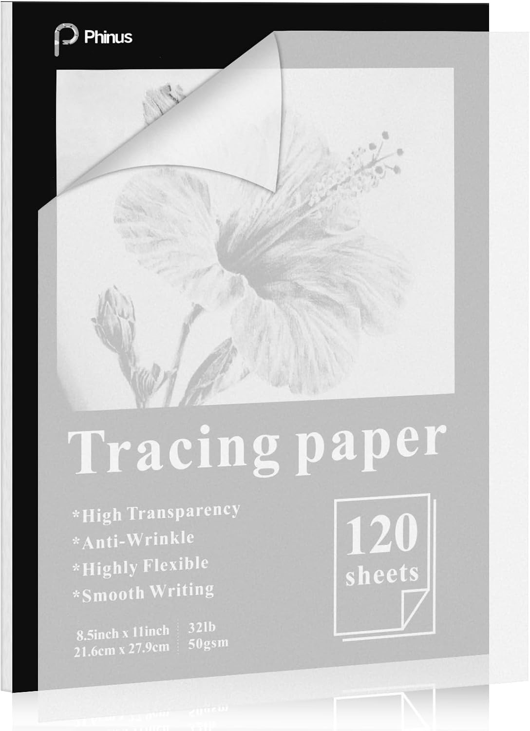 120 Sheets Tracing Paper for Drawing, 8.5”x 11” Trace Paper, Translucent Vel