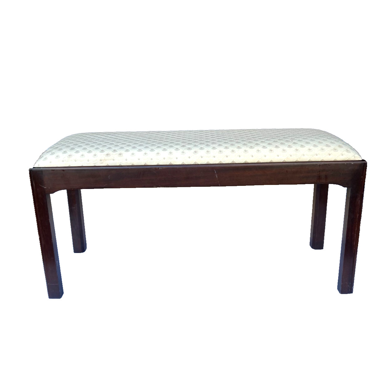 VINTAGE SOLID WOOD UPHOLSTERD TOP 38" LONG WINDOW TWO SEATER BENCH - NICE!!