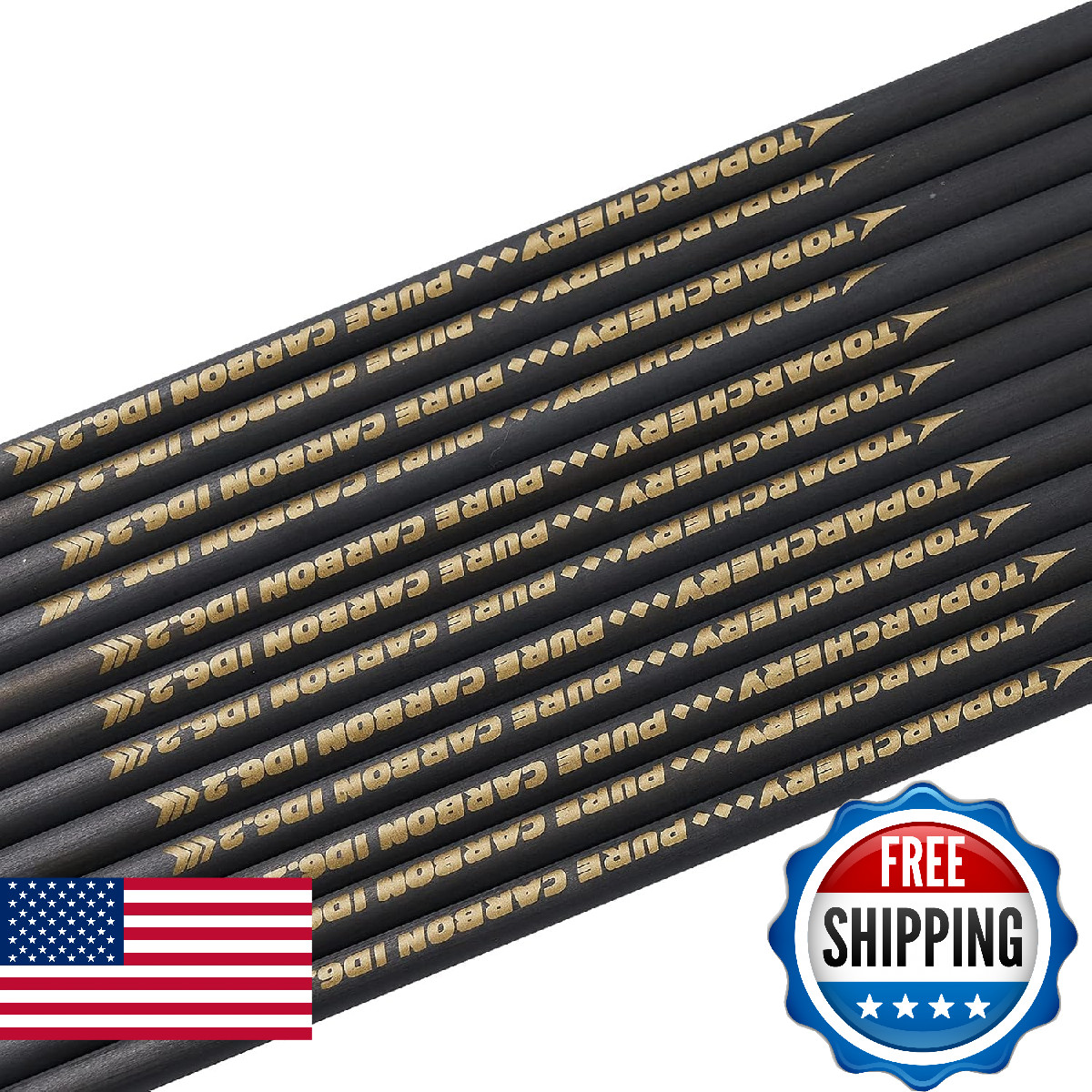 TOPARCHERY Pure Carbon Arrow Shafts 33 Inch 12 Pack Spine 400 for Hunting Recurv