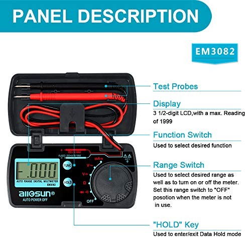 Mini Folding Digital Multimeter Automotive Tester AC DC Volt AMP Auto Range