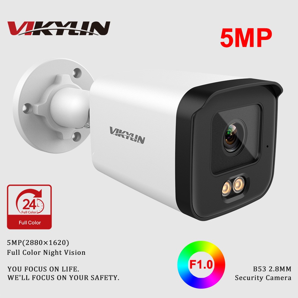 VIKYLIN 5MP Full Color POE Security Camera Built-in MIC Speaker Motion Detection