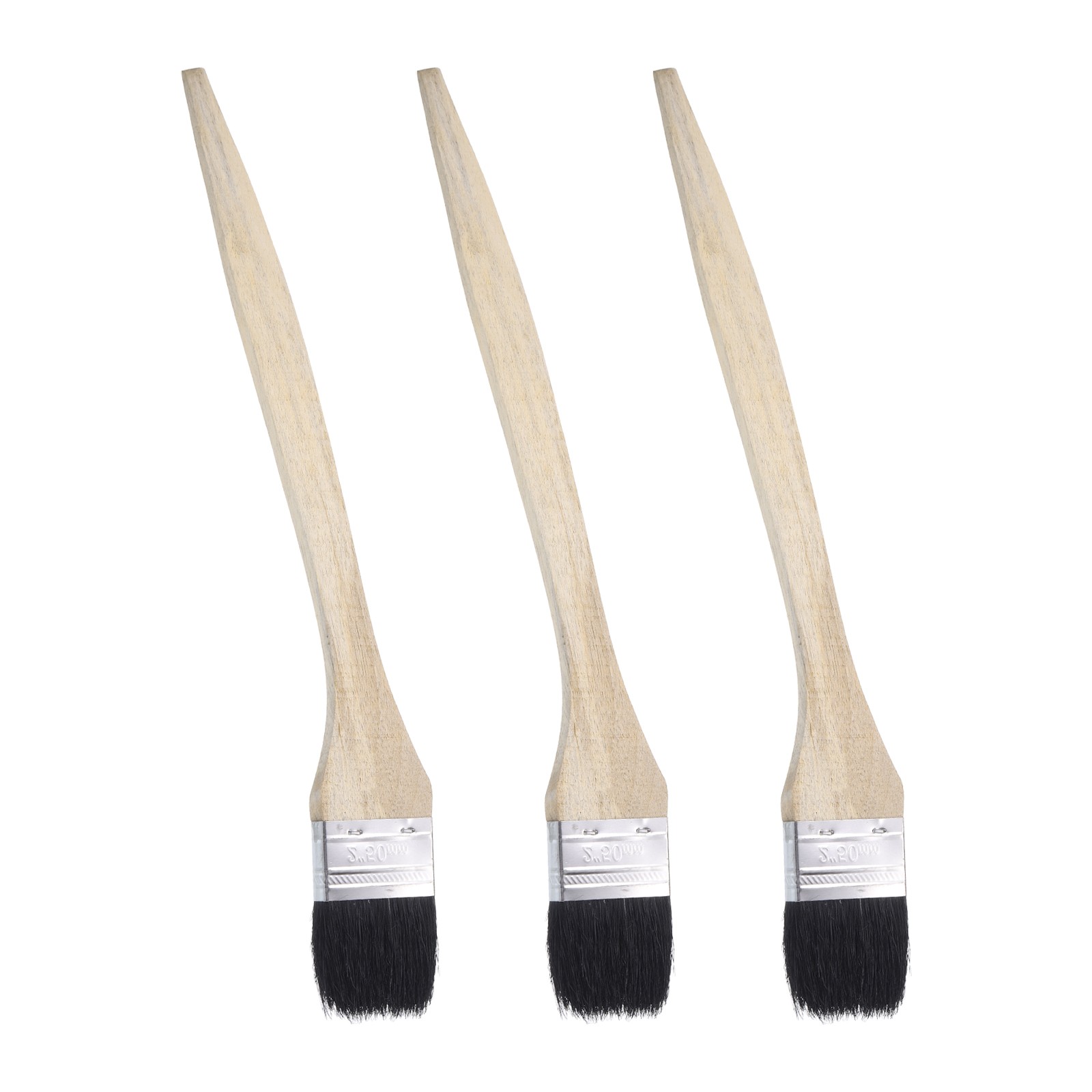 Bent Radiator Paint Brush 2" Width Long Wood Handle Paint Bristle Brushes,3Pack