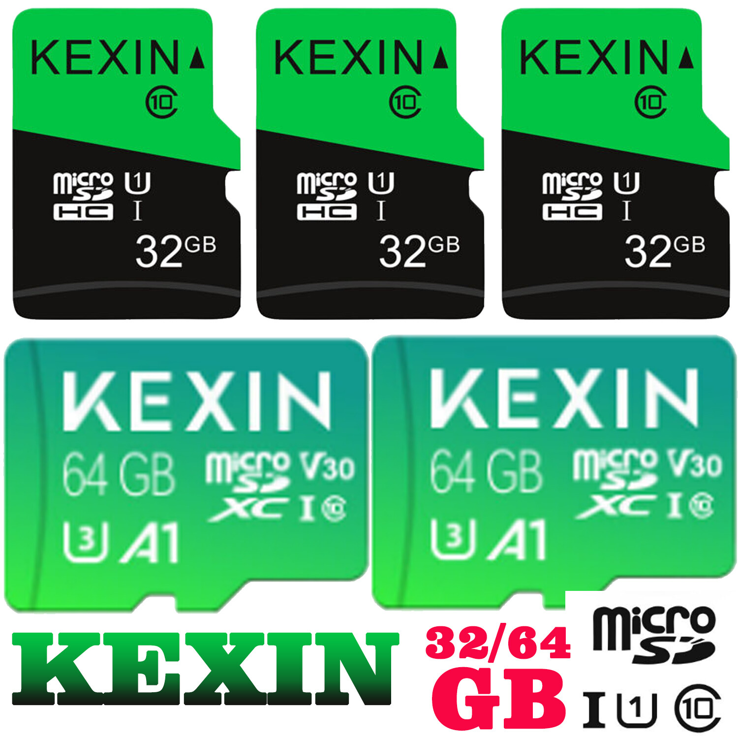 KEXIN 32GB 64GB High Speed Micro SD Card TF Memory Card Phone Storage Cards LOT