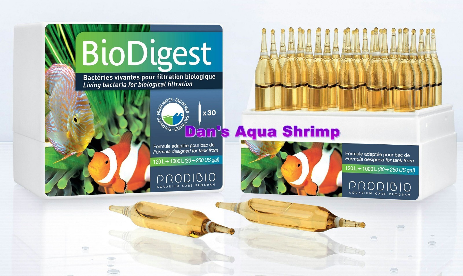 Prodibio BioDigest Living Beneficial Bacteria Freshwater Saltwater 30 Vials