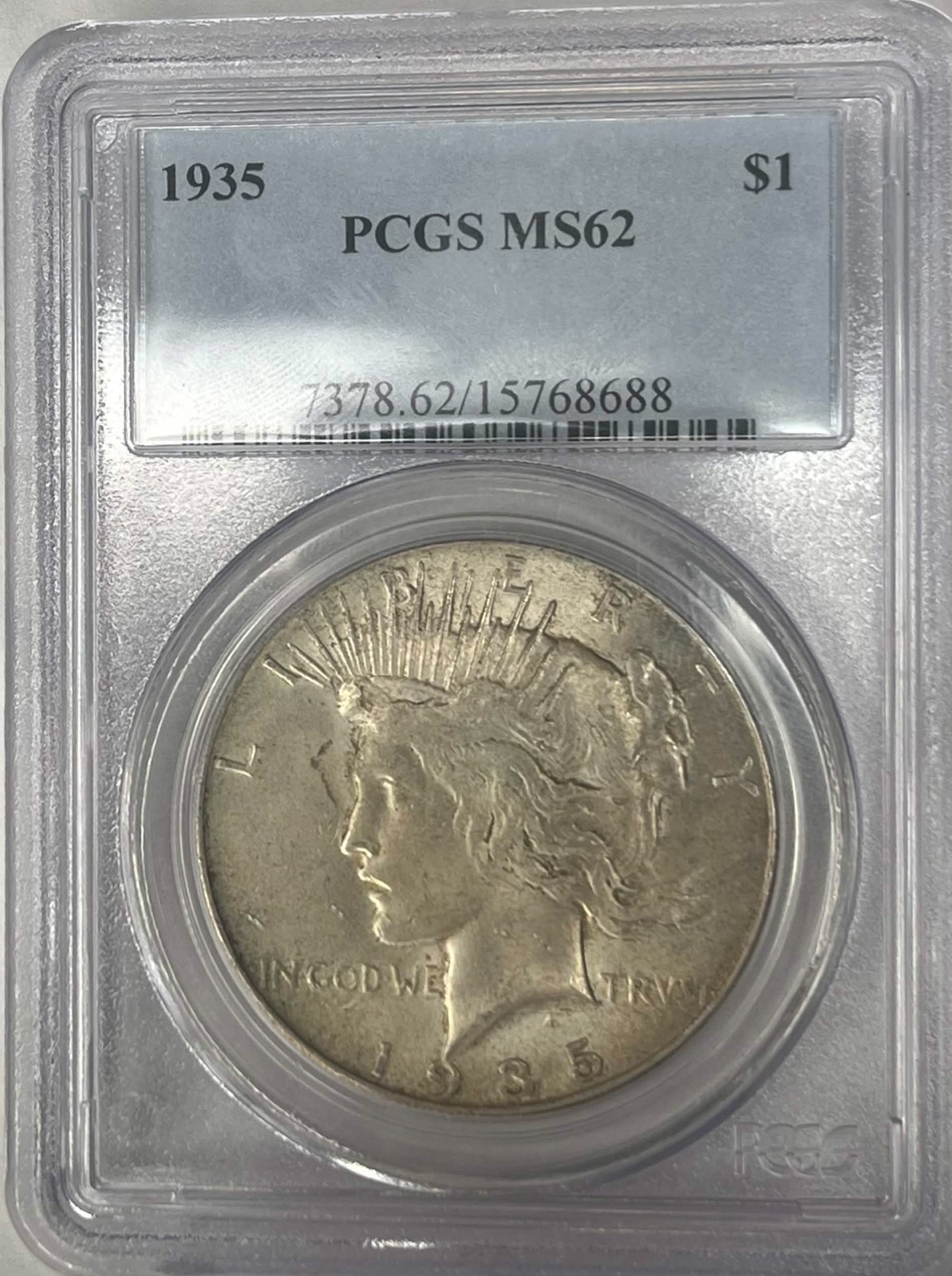 1935 Peace Dollar $1 Silver Coin PCGS MS62