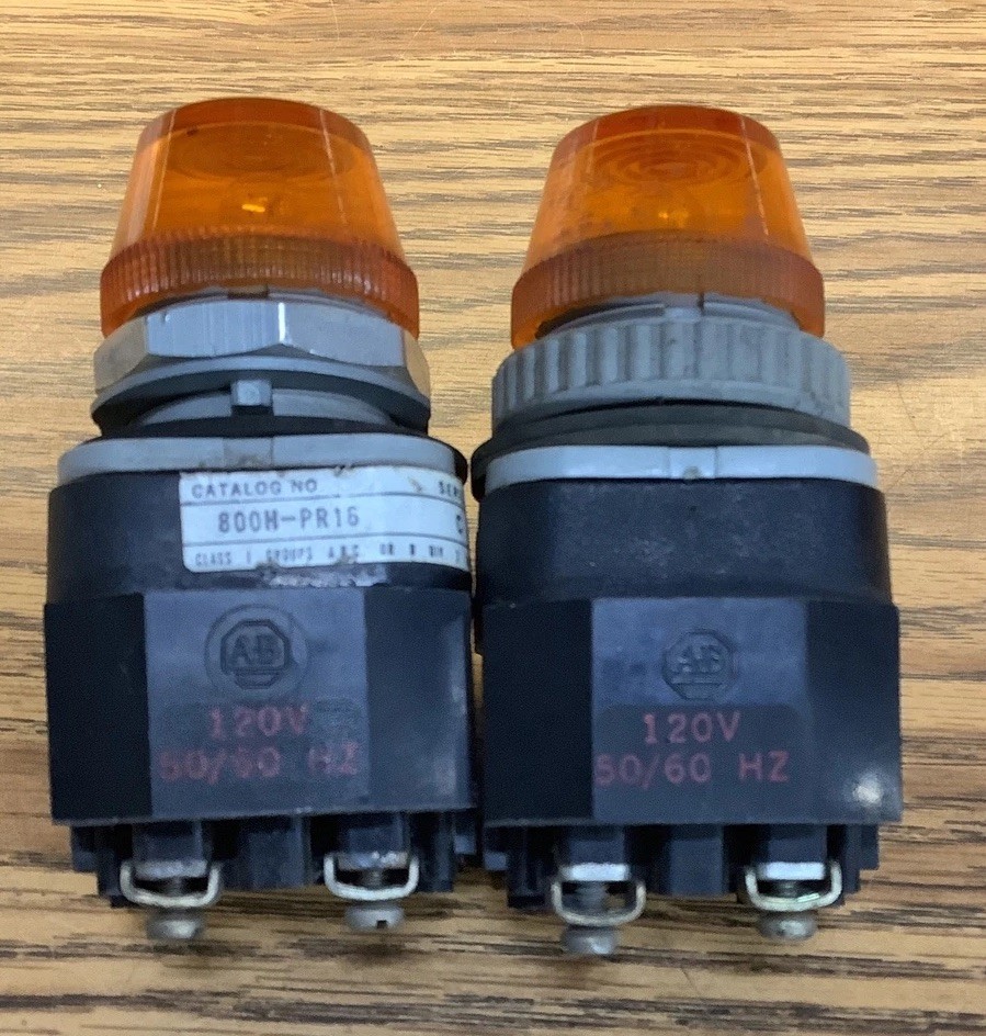 Lot Of 2 Allen Bradley 800H-PR16 Ser C Orange Pilot Light 120V 50/60 Hz