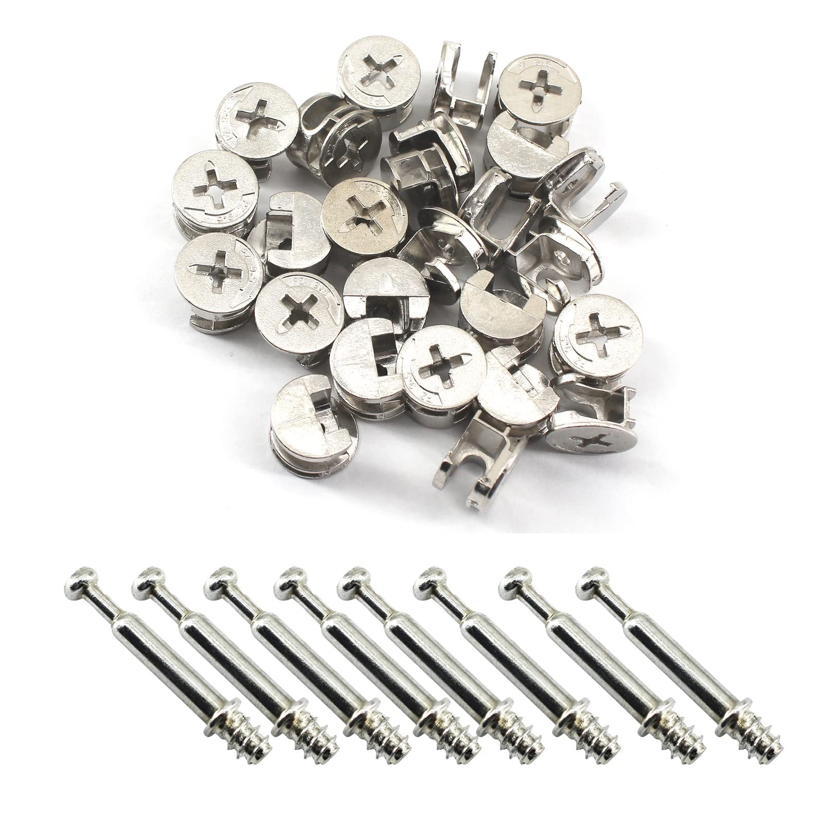 25Pcs Furniture Connecter Fixing Screws Eccentric Cam Lock with Metal Self-Tt...